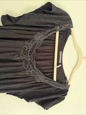 Black Crochet-Trim Women's Dress